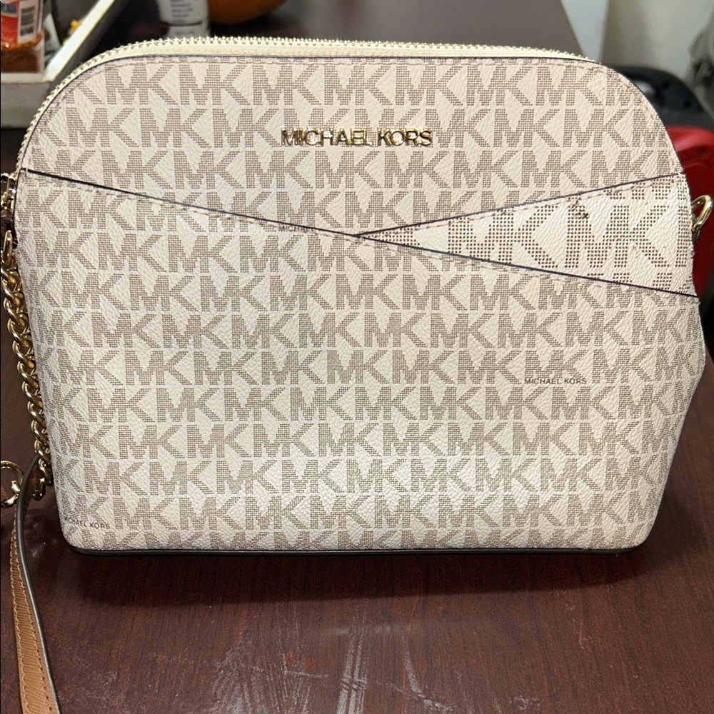 Michael Kors Beige and Gold Crossbody Bag